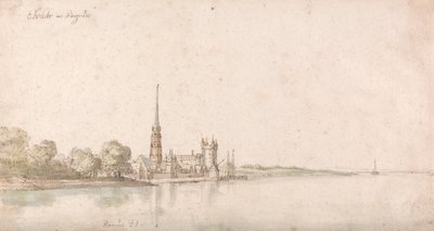 Utsikt over Eltville ved Rhinen av Wenceslaus Hollar