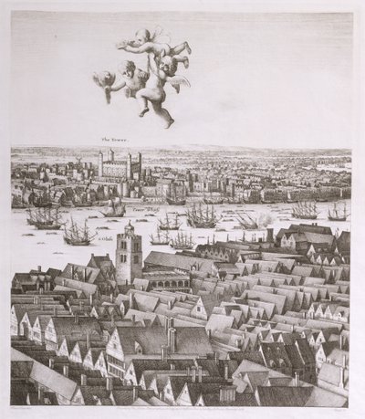 View of London, publisert 1647 (faksimilekopi) (detalj) av Wenceslaus Hollar