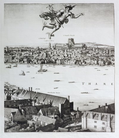 View of London, publisert 1647 (faksimilekopi) (detalj) av Wenceslaus Hollar