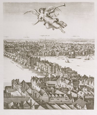 View of London, publisert 1647 (faksimilekopi) (detalj) av Wenceslaus Hollar