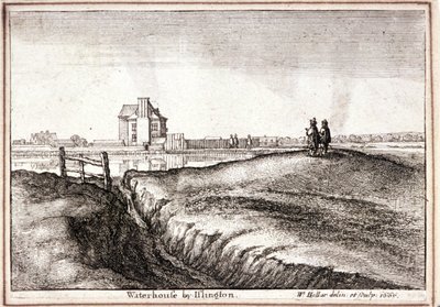 Utsikt over området rundt New River Head, Finsbury, London, 1665 av Wenceslaus Hollar