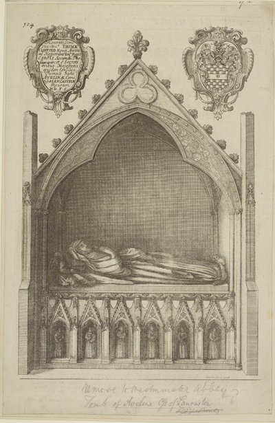 Utsikt over graven til Avaline, grevinne av Lancaster (kone til Edmund, jarl av Lancaster) i Westminster Abbey, 1666 av Wenceslaus Hollar