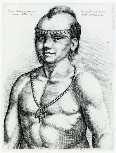 Virginian indisk, 1645 av Wenceslaus Hollar