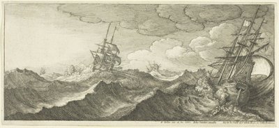 Krigsskip i bølgedalen av Wenceslaus Hollar