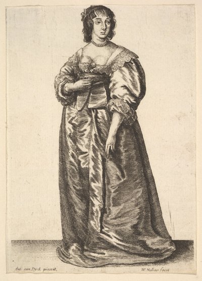 Hellengde dame, etter Anthony van Dyck, 1625-77. av Wenceslaus Hollar