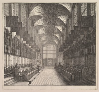 Windsor Castle, St. Georges kapell, kor, 1663. av Wenceslaus Hollar