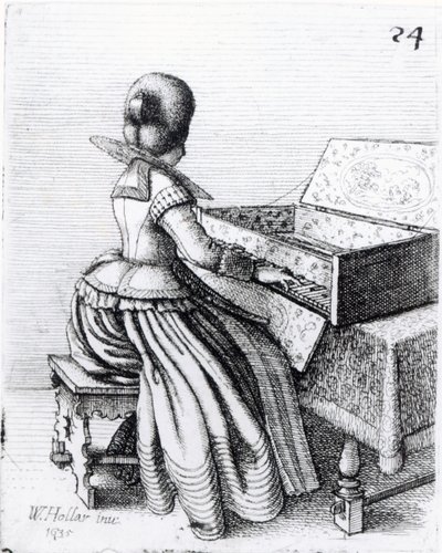 Kvinne som spiller på et tastatur, 1635 av Wenceslaus Hollar