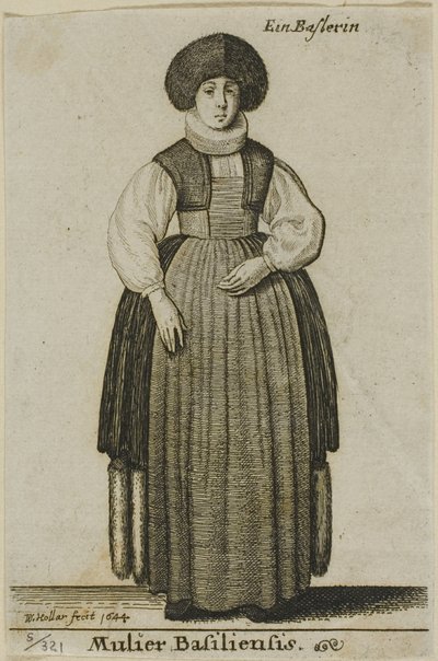 Kvinne fra Basel av Wenceslaus Hollar