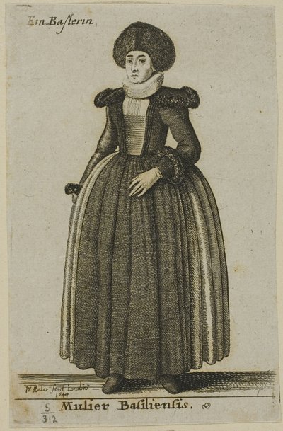 Kvinne fra Basel av Wenceslaus Hollar