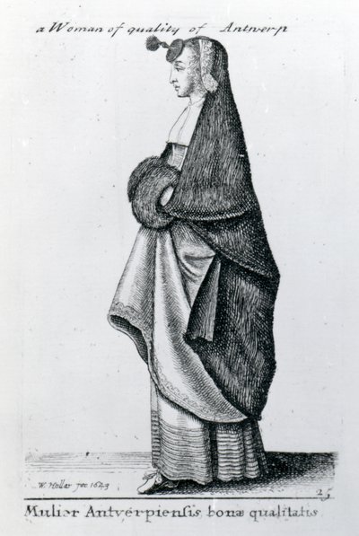 Kvinne av kvalitet fra Antwerpen, 1643 av Wenceslaus Hollar