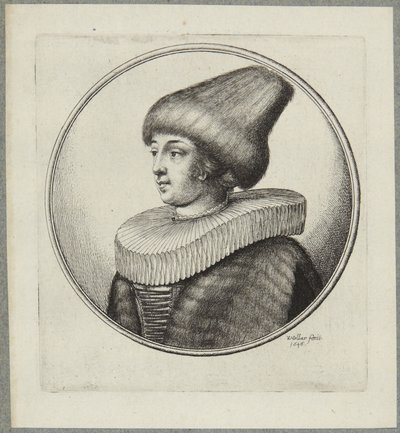 Kvinne med spiss pelshatt av Wenceslaus Hollar