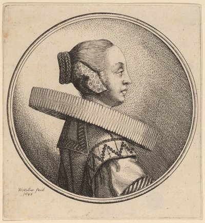 Kvinne med en Ruff i profil av Wenceslaus Hollar