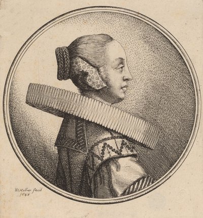 Kvinne med en Ruff i profil, 1643. av Wenceslaus Hollar