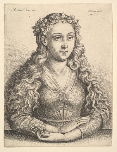 Kvinne med en krans av eikeblader, 1646. av Wenceslaus Hollar