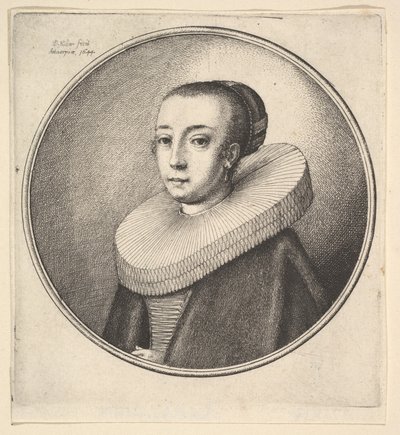 Kvinne med sirkulær blonderuff, 1644. av Wenceslaus Hollar