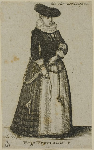 Ung Zürich kvinne av Wenceslaus Hollar
