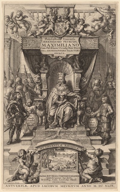 Tittelside til "Philosophy of the Universe" av Wenceslaus Hollar after Abraham van Diepenbeeck