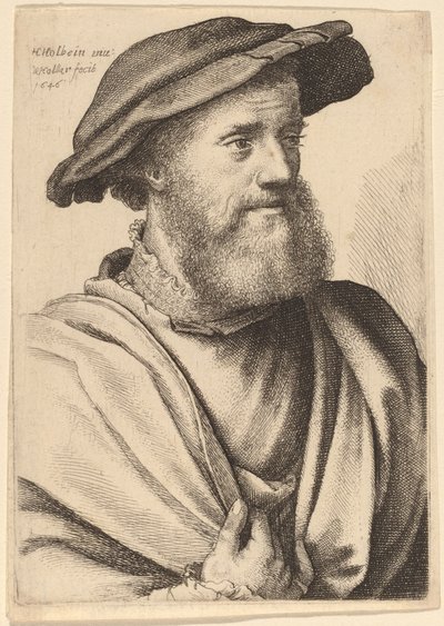 Mann med skjegg som ser riktig ut (Hans Holbein?) av Wenceslaus Hollar after Hans Holbein the Younger