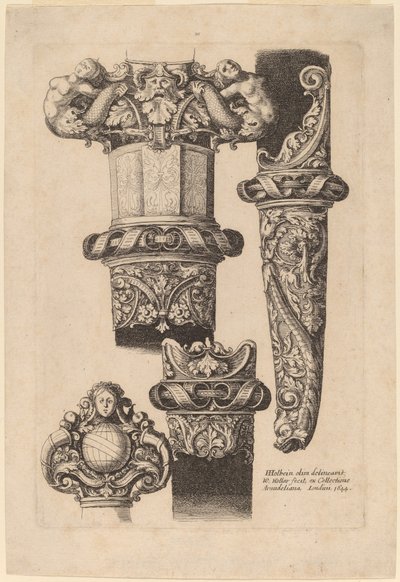 Ornamentation for a Dagger and Scabbard   1252599   no       norwegian Successfully Translated  Original: Landschap met vissers in een bootje en hooiwagen op een bruggetje Translat: Landschap met vissers in een bootje en hooiwagen op een bruggetje 1355053  av Wenceslaus Hollar after Hans Holbein the Younger