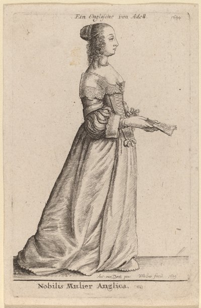 En edel engelsk kvinne av Wenceslaus Hollar after Sir Anthony van Dyck