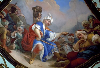 Fresco, hovedhallen til Ploskovice slott, Böhmen. Tsjekkisk Republikk. av Wenzel Lorenz Reiner