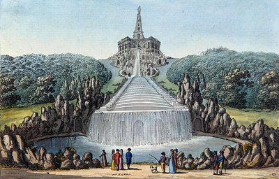 The Cascades (håndfarget etsning) av Werner Kobold