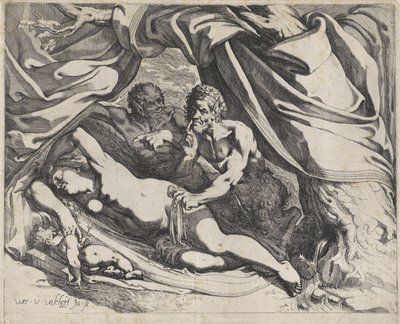 Sovende Venus overvåket av satyrer av Werner van den Valckert