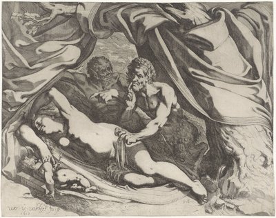 Sovende Venus spionert av blikk av Werner van den Valckert