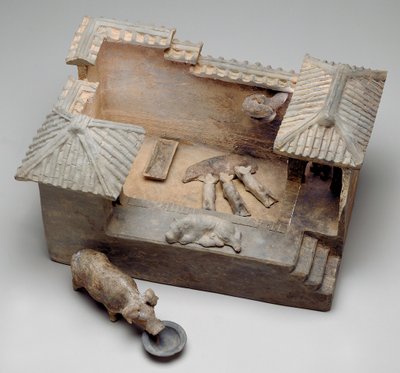 Begravelsesmodell av en grisesti (lertøy) av Western Han Dynasty Chinese School
