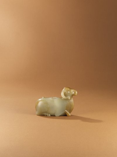 Ram-formet vannpotte (celadon jade) av Western Han Dynasty Chinese School