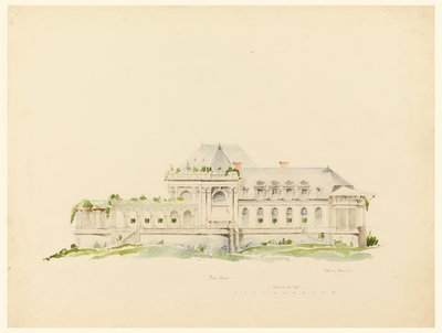 Høyde mot Polo Grounds, klubbhus, Newport, Rhode Island og Golf Club av Whitney Warren Jr.
