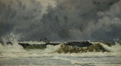 Røft vær - Jyllandskysten, 1884. av Whitworth Wallis