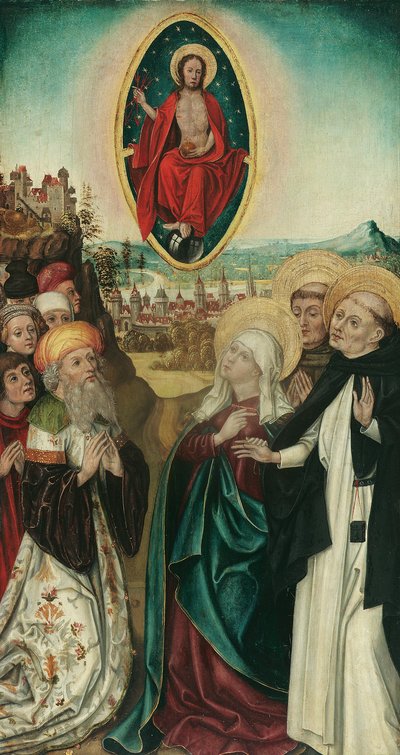 visjon av st Dominic of Christ med de tre spydene av Wiener Maler (Umkreis Meister des Schottenaltars)
