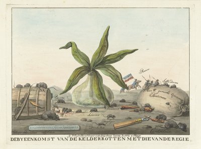 Tegneserie om franske skikker, 1813-1814 Møtet i kjelleren råtten med direktørens (tittel på objekt) av Wijnand Esser