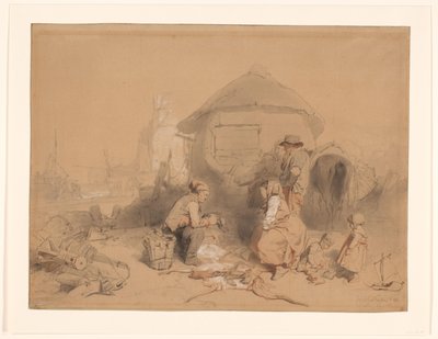Samtale på stranden ved en ombygd båt av Wijnand Nuijen (signed by artist)