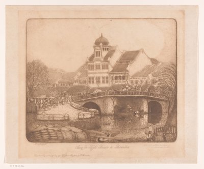 Aan de Kali Besar te Batavia (original tittel på objekt) av Wijnand Otto Jan Nieuwenkamp (signed by artist)