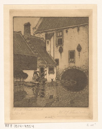 Bakre fasade på rådhuset i Oud-Beijerland Kanal i Gamle Bayern (original tittel) av Wijnand Otto Jan Nieuwenkamp (signed by artist)