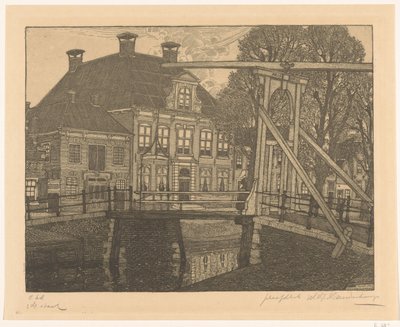 Aris-broen og ytre havn i Edam The Mansion (original tittel) av Wijnand Otto Jan Nieuwenkamp (signed by artist)