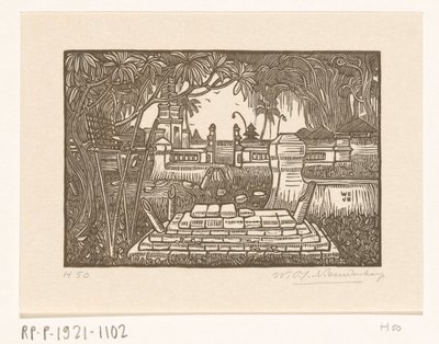 Kirkegård ved Singaraja på Bali Kirkegård på Bali av Wijnand Otto Jan Nieuwenkamp (signed by artist)