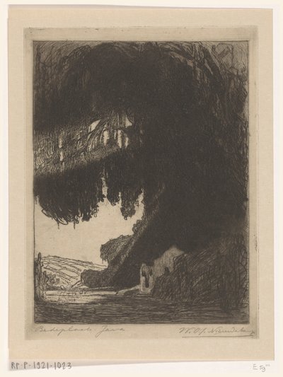 Kinesisk kapell nær Semarang på Java Sted for tilbedelse (original tittel) av Wijnand Otto Jan Nieuwenkamp (signed by artist)