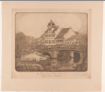 Kontorbygget til Firma Sluyters & Co. Kali Besar Batavia (original tittel på objekt) av Wijnand Otto Jan Nieuwenkamp (signed by artist)