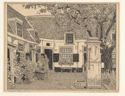 Hofje van Loo i Haarlem av Wijnand Otto Jan Nieuwenkamp (signed by artist)