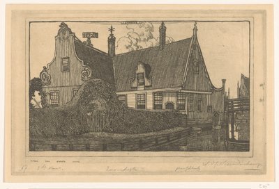 Trehus på vannet i Zaandijk Hus i Zaandijk (original tittel) av Wijnand Otto Jan Nieuwenkamp (signed by artist)
