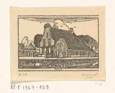Hus med trefasade på en kanal i Edam Hus i Edam (original tittel) av Wijnand Otto Jan Nieuwenkamp (signed by artist)