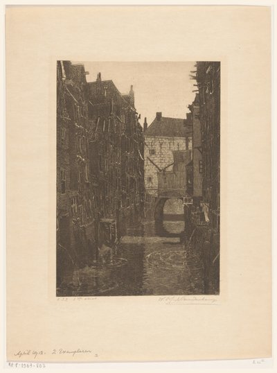 Hus på Voorstraatshaven i Dordrecht Kanal i Dordrecht (original tittel) Dordrecht, seks etsninger av W.O.J. Nieuwenkamp og J.M. Degrees of Roggen (original serietittel) av Wijnand Otto Jan Nieuwenkamp (signed by artist)