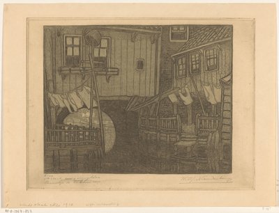 Hus på havnen i Enkhuizen Nabolag i Enkhuizen (original tittel) av Wijnand Otto Jan Nieuwenkamp (signed by artist)