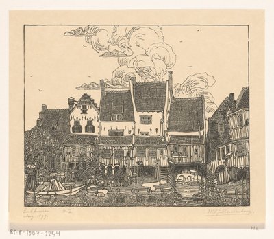 Hus på havnen i Enkhuizen Havn i Enkhuizen (original tittel) av Wijnand Otto Jan Nieuwenkamp (signed by artist)