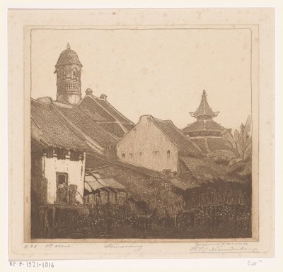Hus på vannet i Semarang I Semarang (original tittel) av Wijnand Otto Jan Nieuwenkamp (signed by artist)