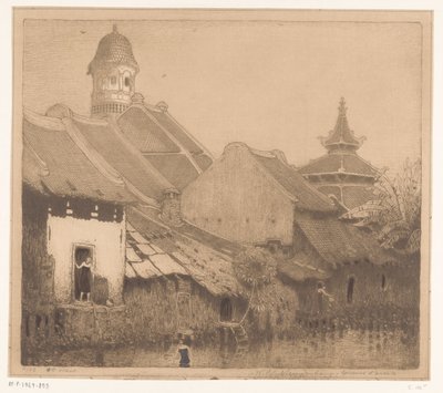 Hus på vannet i Semarang I kampong, Semarang (original tittel) av Wijnand Otto Jan Nieuwenkamp (signed by artist)