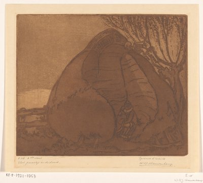 Mann og kvinne spionert av Døden The Couple and Death (original tittel) av Wijnand Otto Jan Nieuwenkamp (signed by artist)